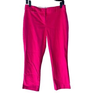 Talbots Curvy Fit Crop Pants Hot Pink Size 4 Cotton Spandex Stretch (B200)